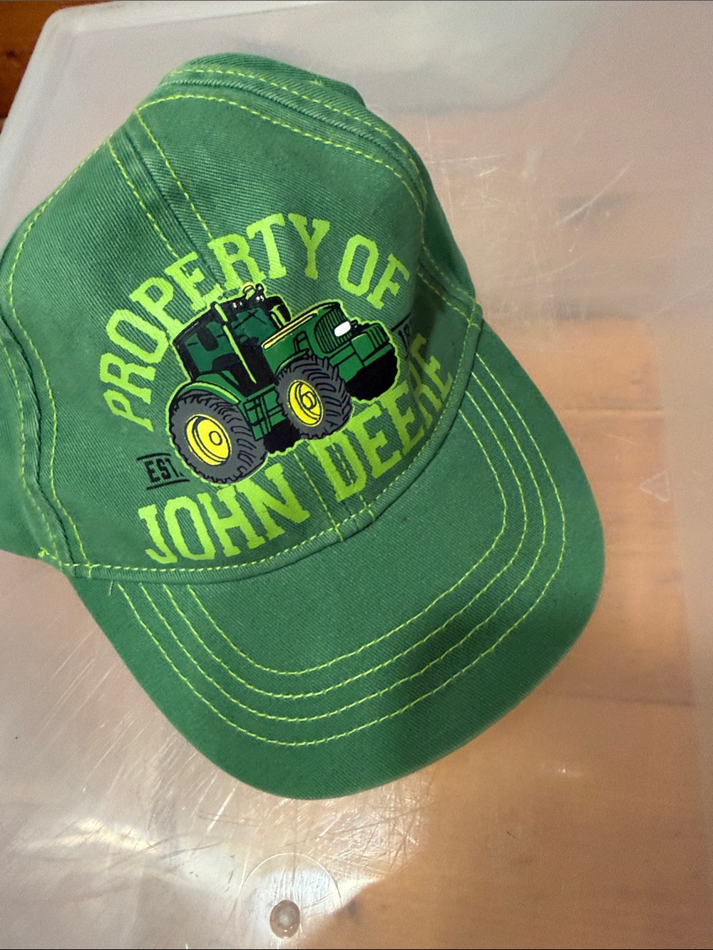 Baseball Cap property of John Deere EST 1837 Green Yellow Tractor Hat toddler
